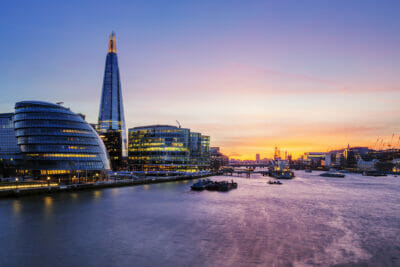 London city at sunset.
